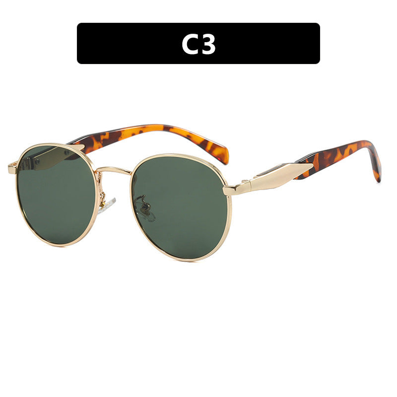 Women's round sunglasses with elegant, golden frame and UV protection Kalsten