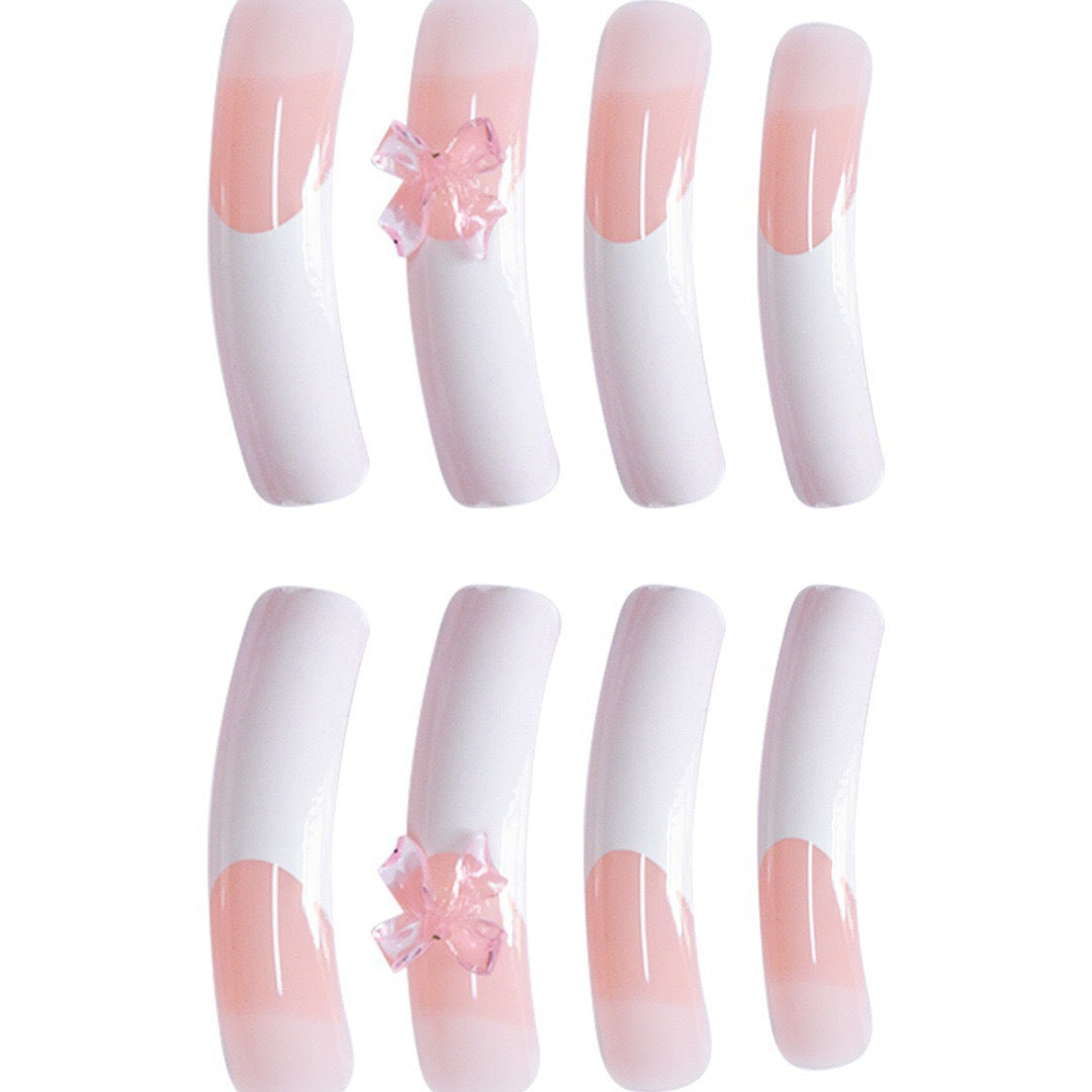 Elegant Bow-Embellished Acrylic Press-On Nails Kalsten