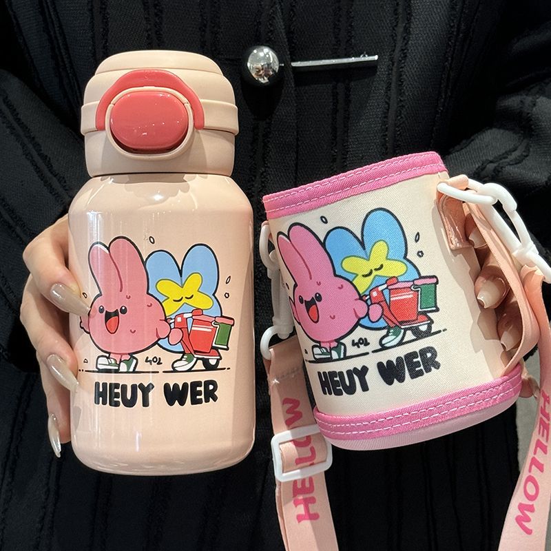 Women's insulated drinking bottle with secure flip-top lid and playful design Kalsten