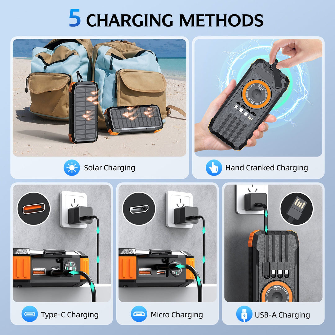 Wearable Solar Powerbank with Multifunctional Charging Cable Kalsten
