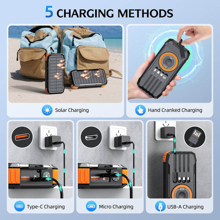 Wearable Solar Powerbank with Multifunctional Charging Cable Kalsten