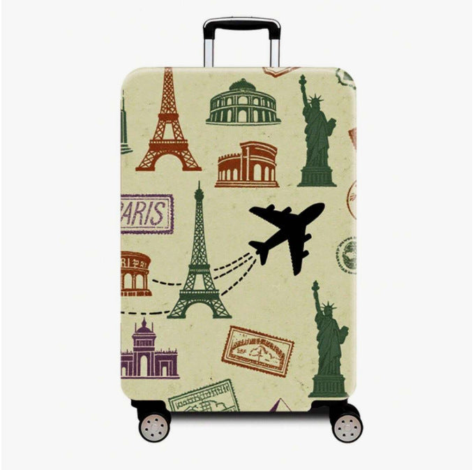 Unisex nan robust Hartschalen Trolley with nostalgic railway collage print, fully rotating smooth-running wheels and retractable telescopic handle Kalsten