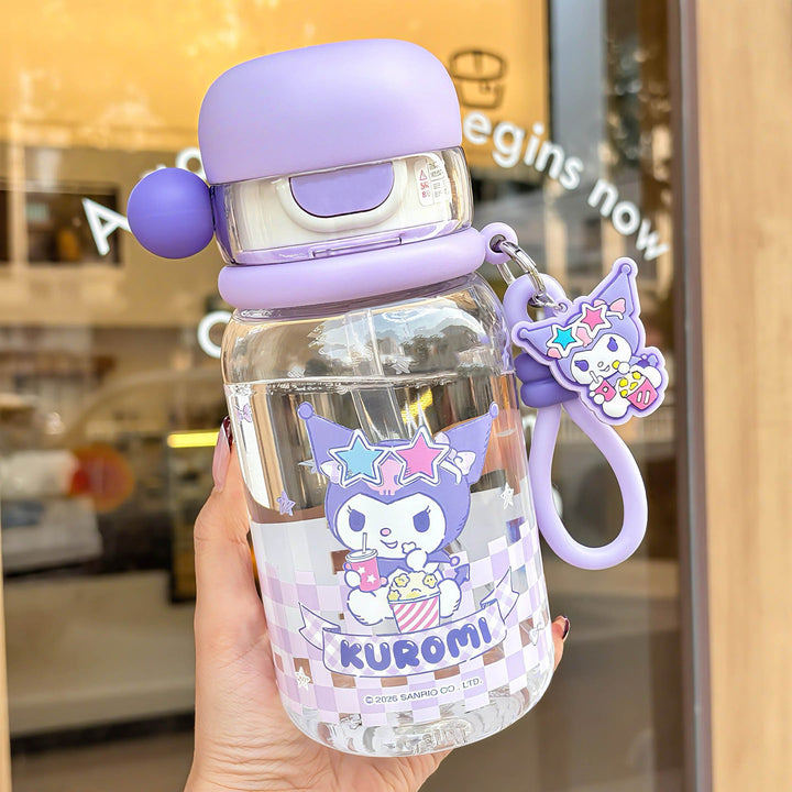 Ladies drinking bottle with practical silicone drinking straw and cute Kalsten motif
