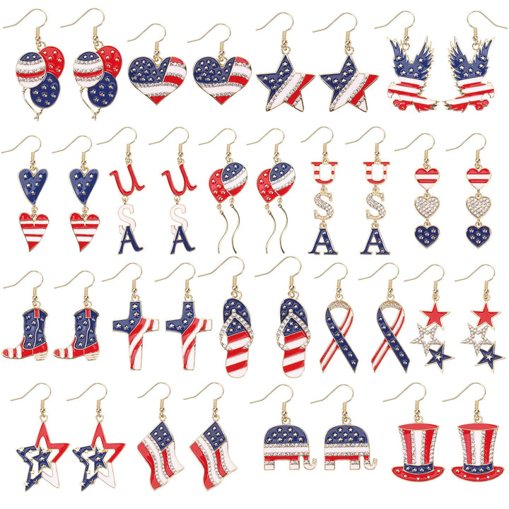 Women's filigree earrings in flag design with crystal stripes and enamel trim Kalsten
