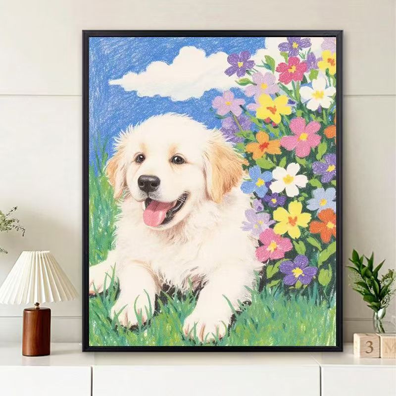Cute Puppy Illustration Wall Art Kalsten