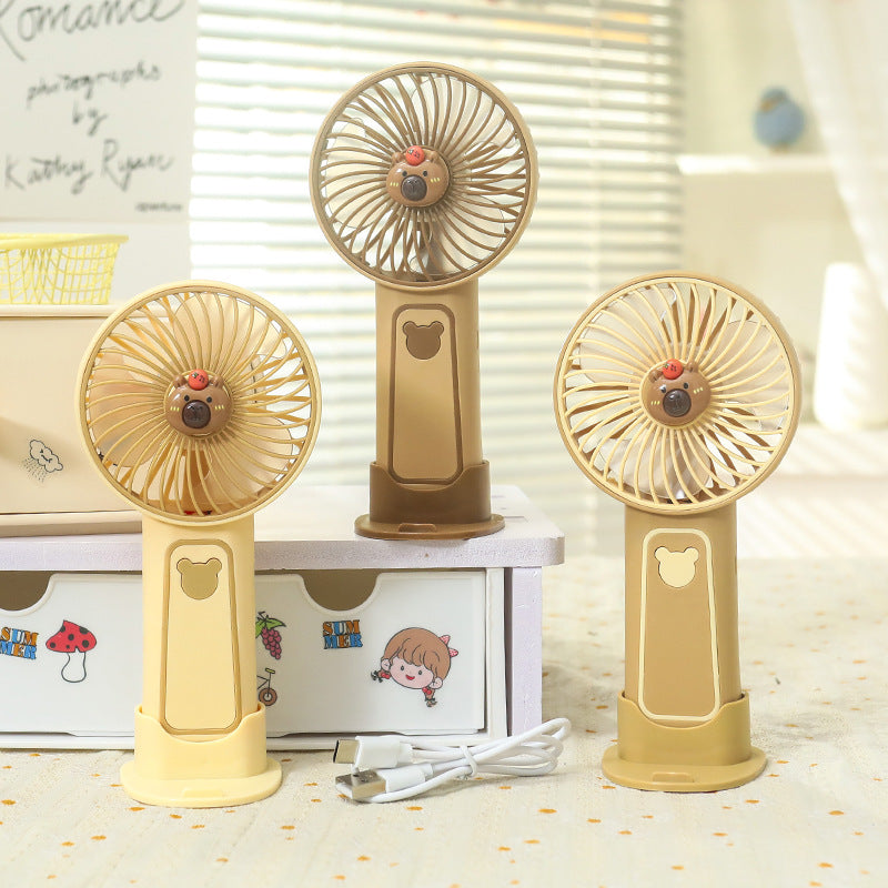 Ladies Portable Handheld Fan with Cute Bear Design Kalsten