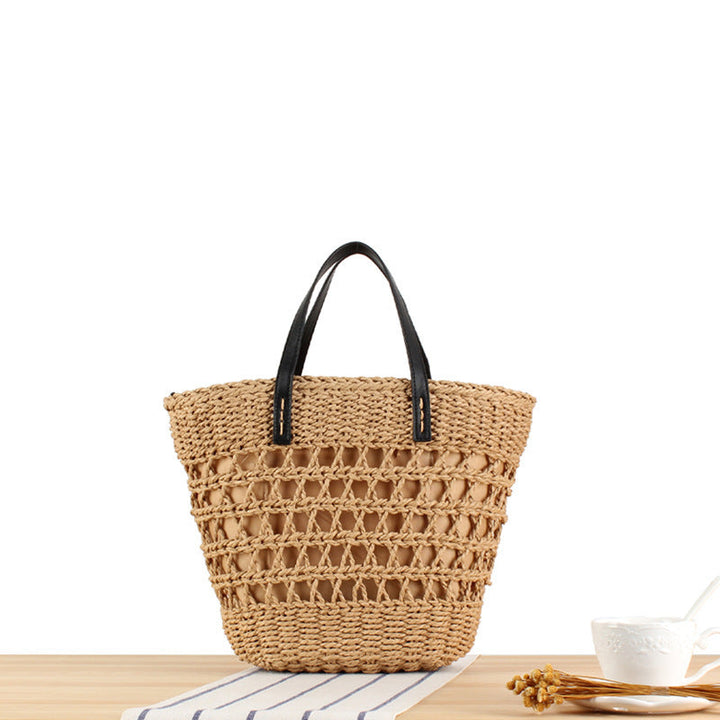 Handmade macrame tote bag with leather accents Kalsten