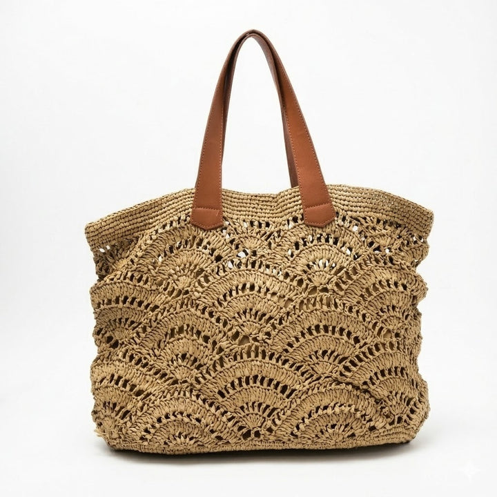 Hand-knotted beach bag with elegant wave design Kalsten