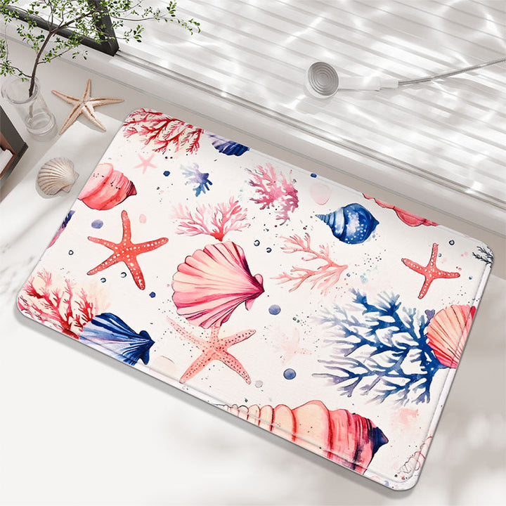 Coastal Marine-Themed Bathroom Mat