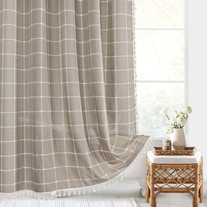 Textured Grid Design Window Curtain Kalsten