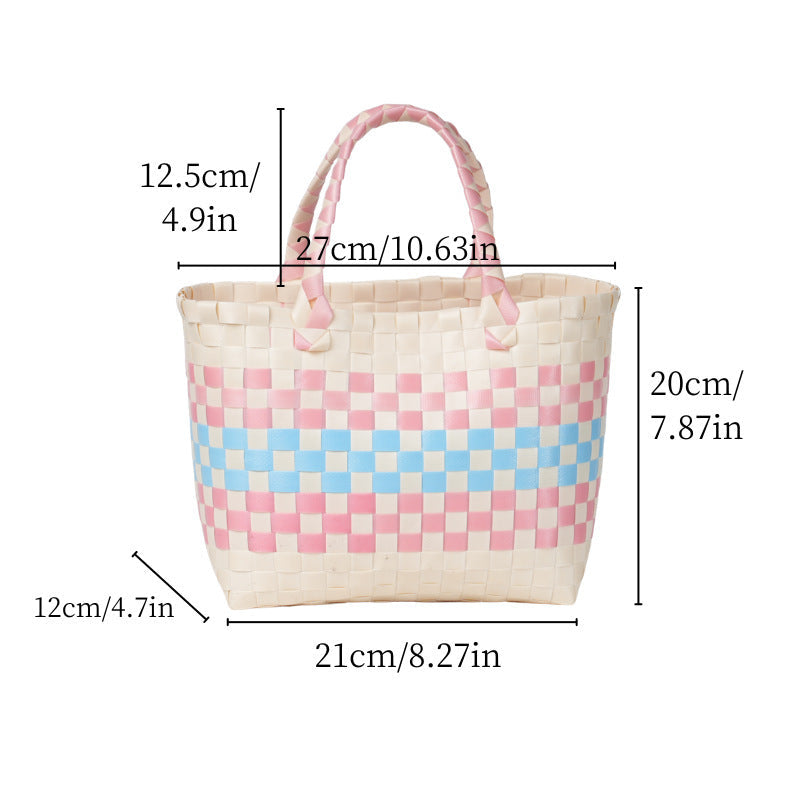 Handwoven basket bag with modern structural pattern Kalsten