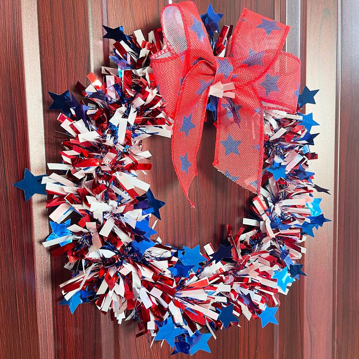 Unisex decorative door wreath with star confetti and large bow Kalsten
