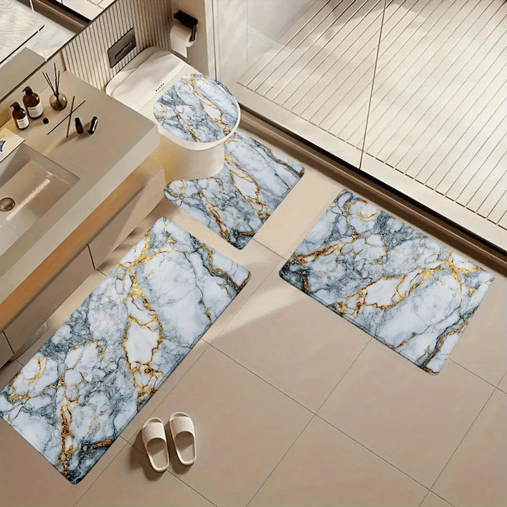 Artistic Marble Print Bath Mat Set Kalsten