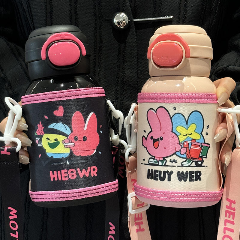 Women's insulated drinking bottle with secure flip-top lid and playful design Kalsten