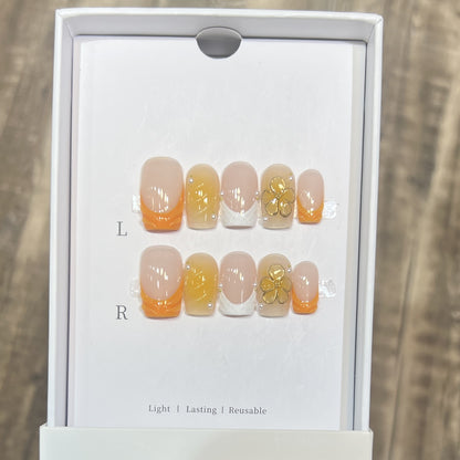 Elegant Stiletto Press-On Nail Set with Floral Accents Acalora