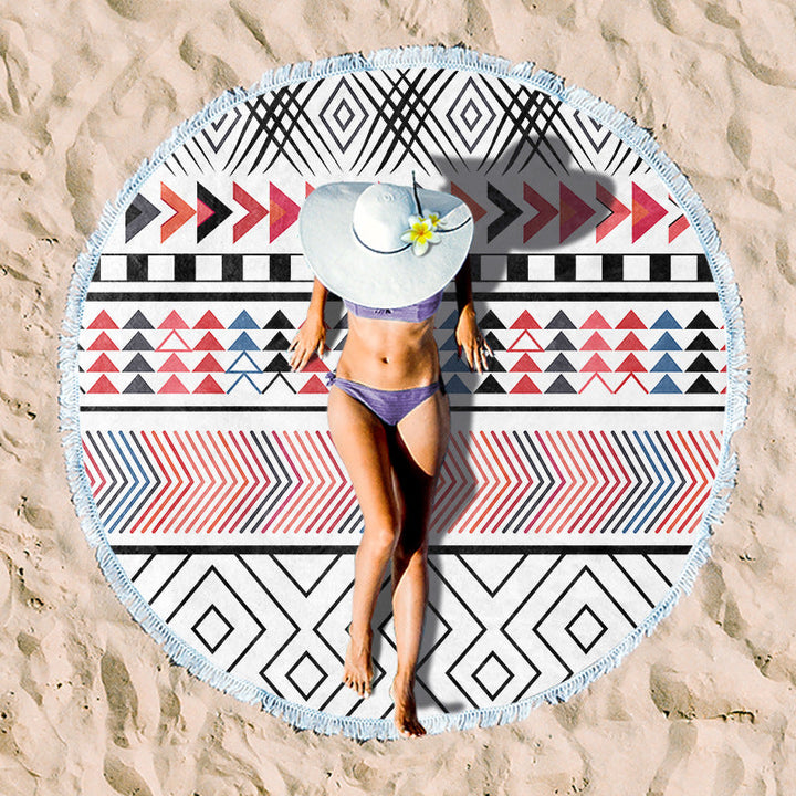 Round beach blanket with floral watercolor motifs Kalsten
