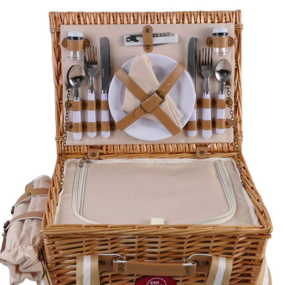 Women's picnic basket with comprehensive dish set and stylish details Kalsten