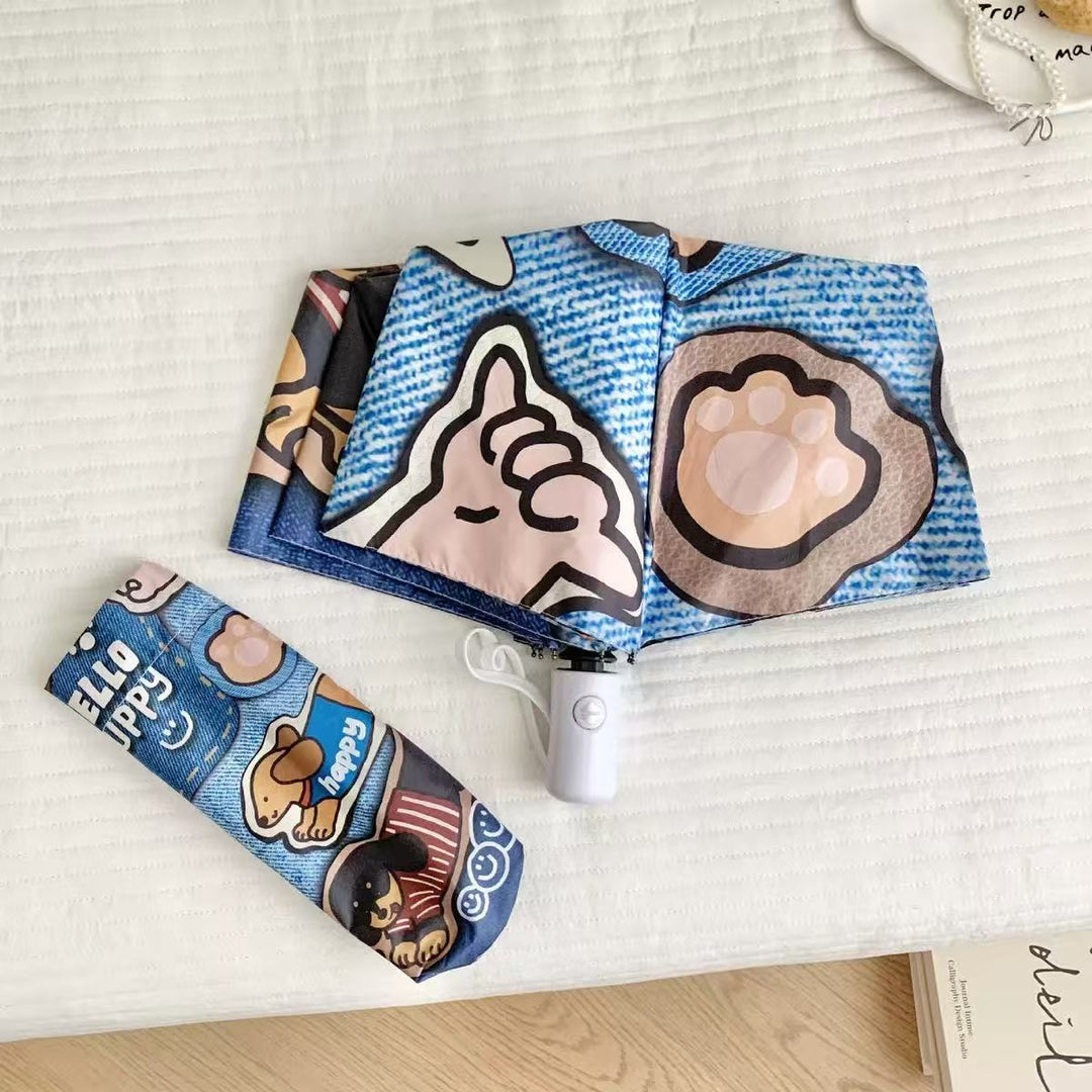 Ladies Folding Umbrella with Cute Dog Designs Kalsten