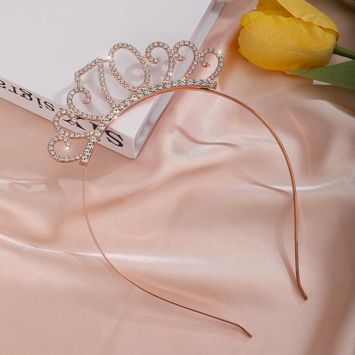 Ladies Crystal Tiara with Custom Designed Number Motif Kalsten