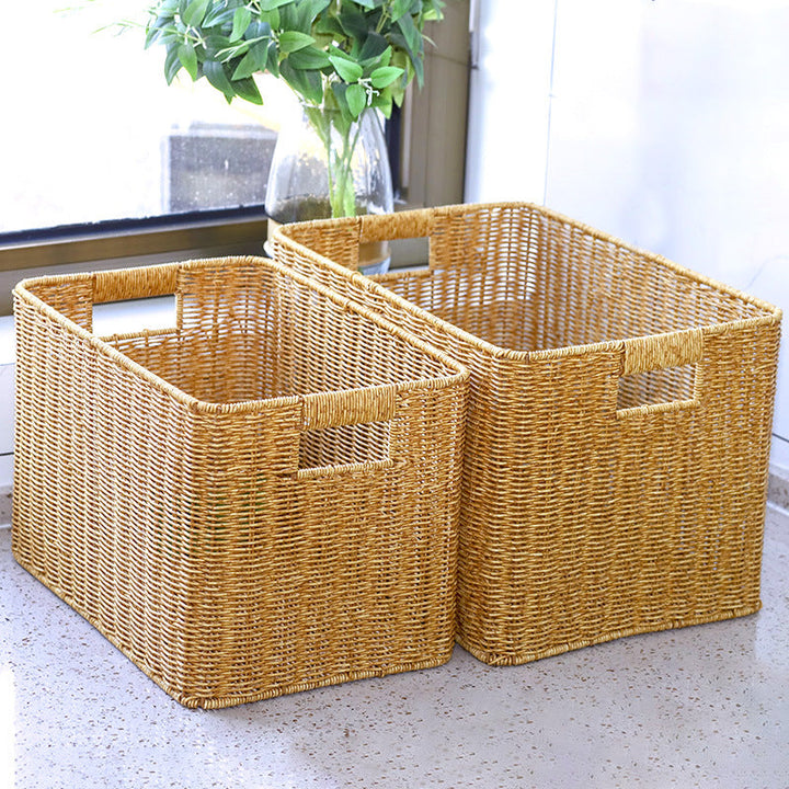 Women Rectangular Storage Basket Made of Woven Material Kalsten