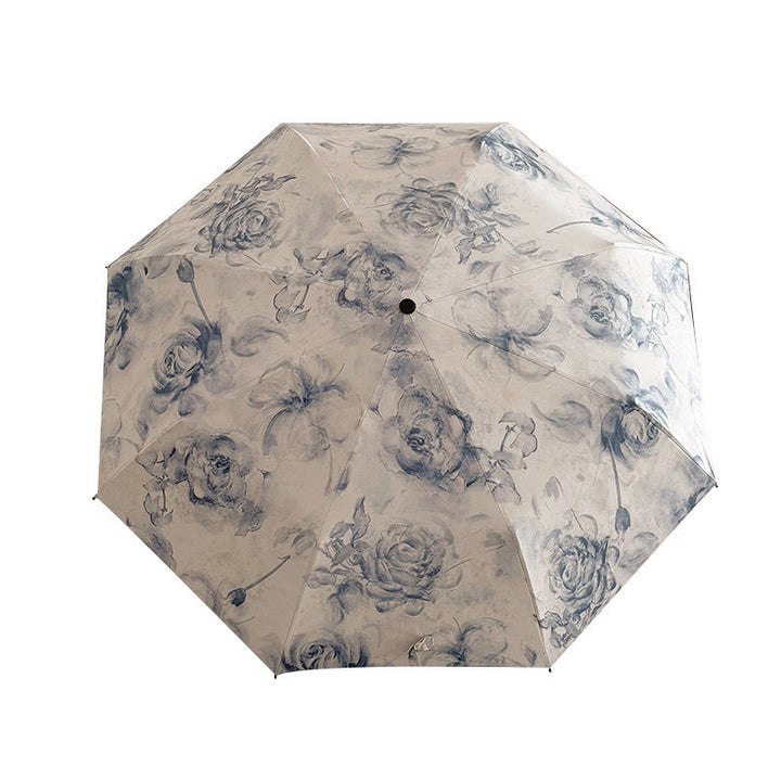 Ladies Foldable Umbrella with Floral Patterns and Carry Bag Kalsten