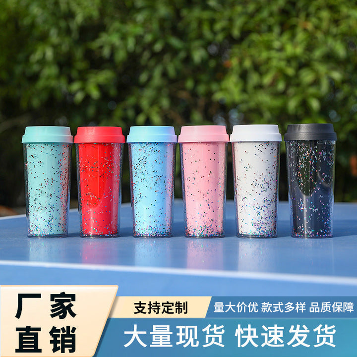 Ladies Glitter Drinking Cup with Leak-Proof Lid and Ergonomic Handle Kalsten