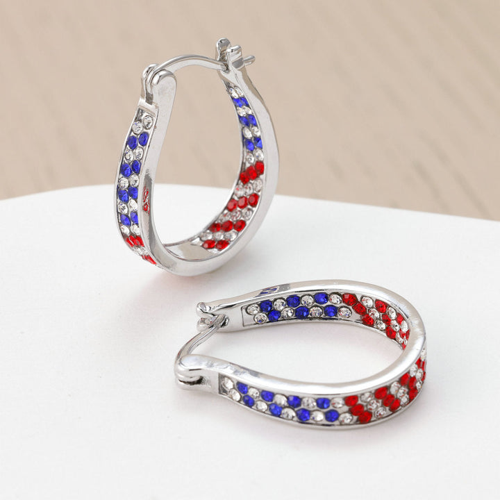 Women's Pavé Hoop Earrings with Crystal Decoration and Hinge Closure Kalsten