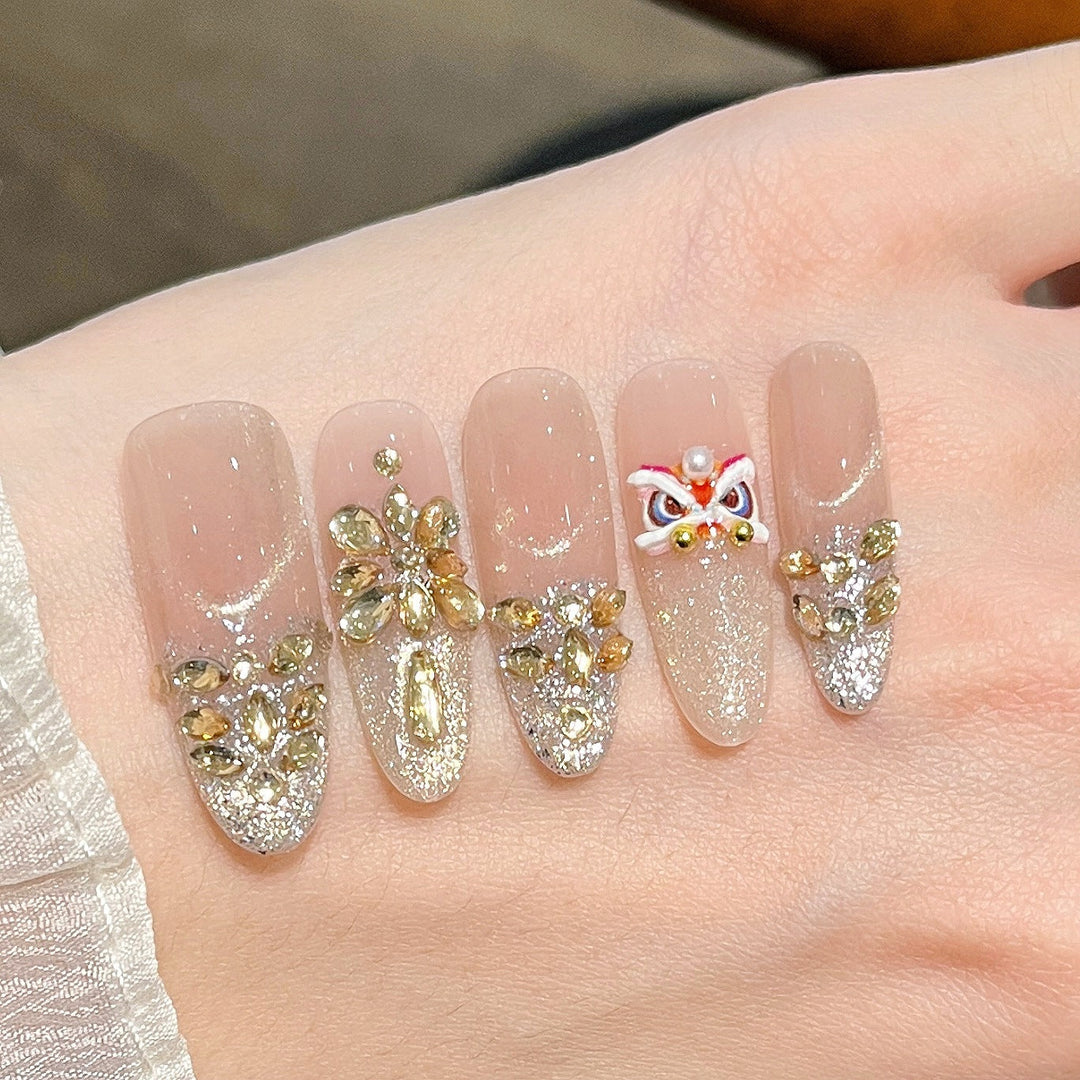 Decorative Rhinestone Floral Press-On Nail Set Kalsten