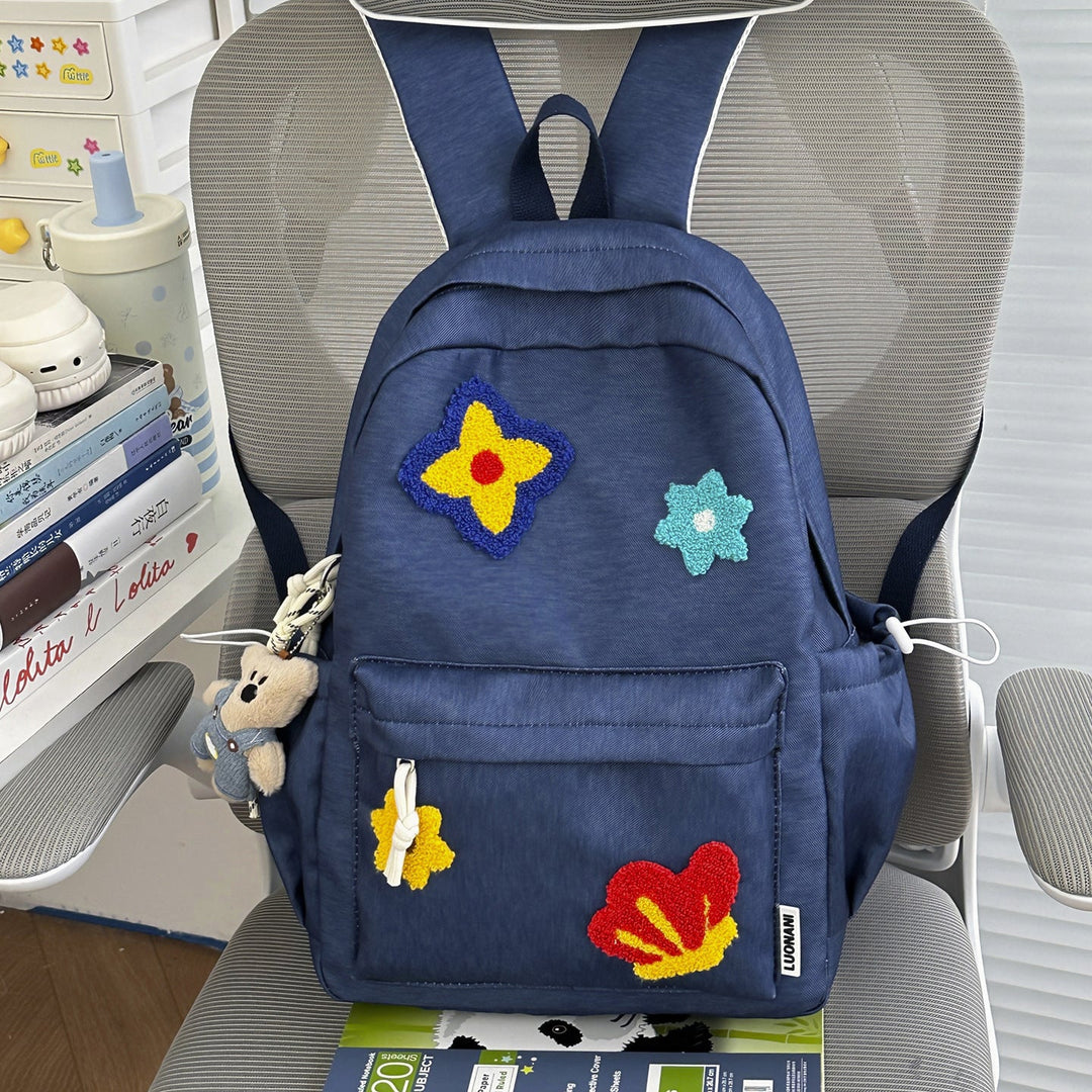 Floral Embroidered School Backpack