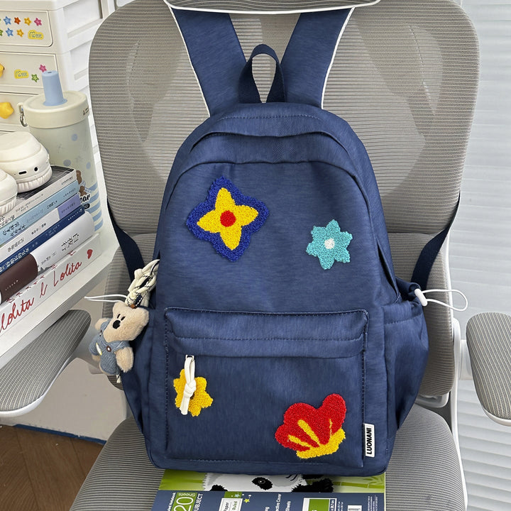 Floral Embroidered School Backpack
