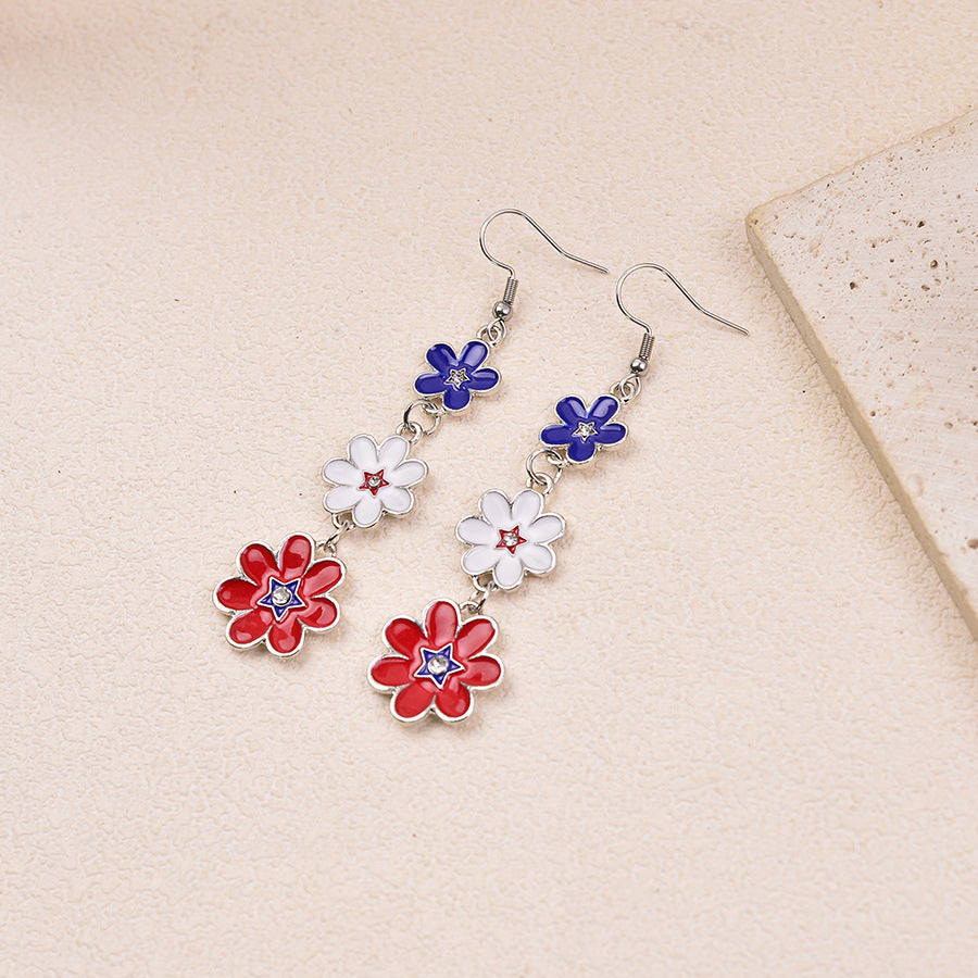 Women's delicate multi-tiered flower earrings made of enamel and stainless steel Kalsten