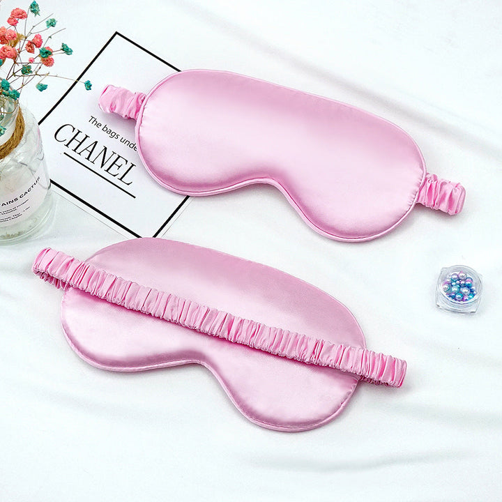 Women's breathable satin eye mask with ergonomic curvature, soft padding and gathered anti-slip band Kalsten