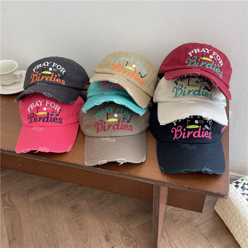 Women's Casual Distressed Embroidered Baseball Cap Kalsten