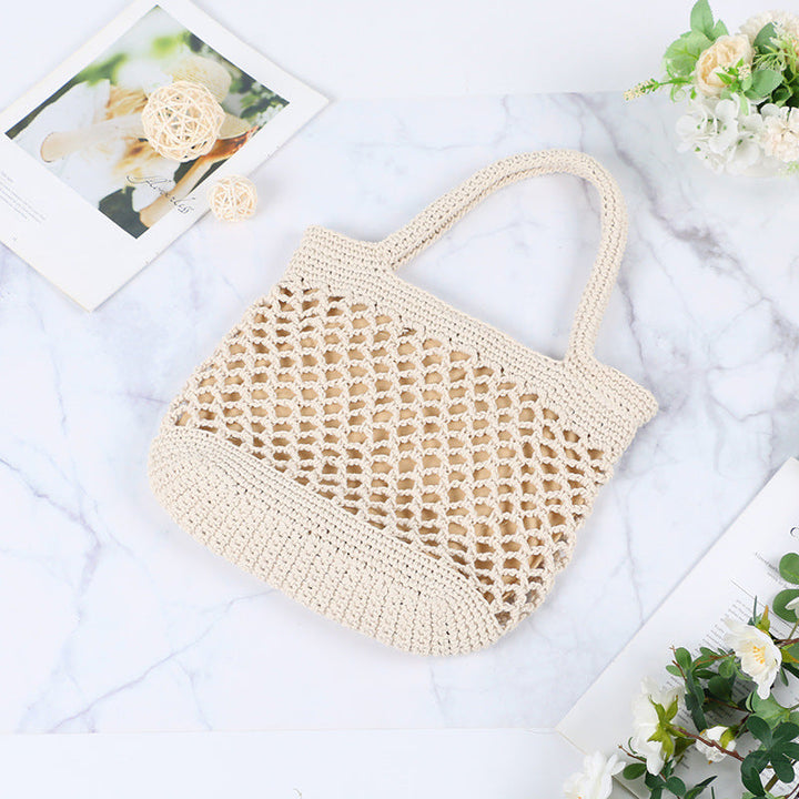 Hand-knotted tote bag with modern mesh design Kalsten