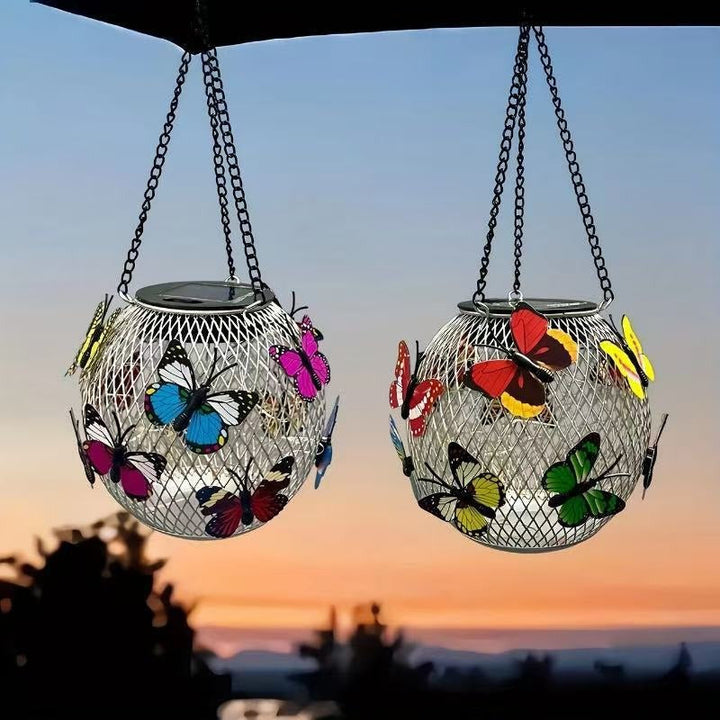 Solar Hanging Outdoor Lanterns With Vintage-Style LED Filament Bulb And Metal Cage Waterproof Suspension Kalsten