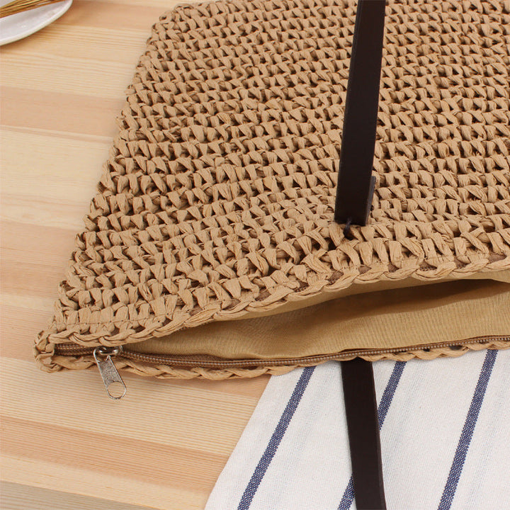 Timeless wicker tote bag with leather handles Kalsten