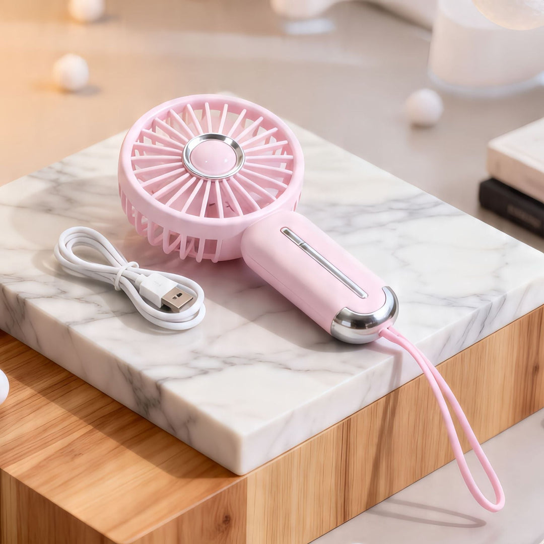 Women Portable Mini Hand Fan with USB Charging Function and Ergonomic Handle Kalsten