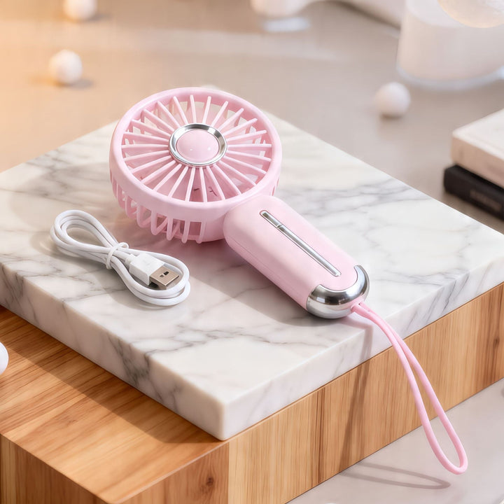 Women Portable Mini Hand Fan with USB Charging Function and Ergonomic Handle Kalsten