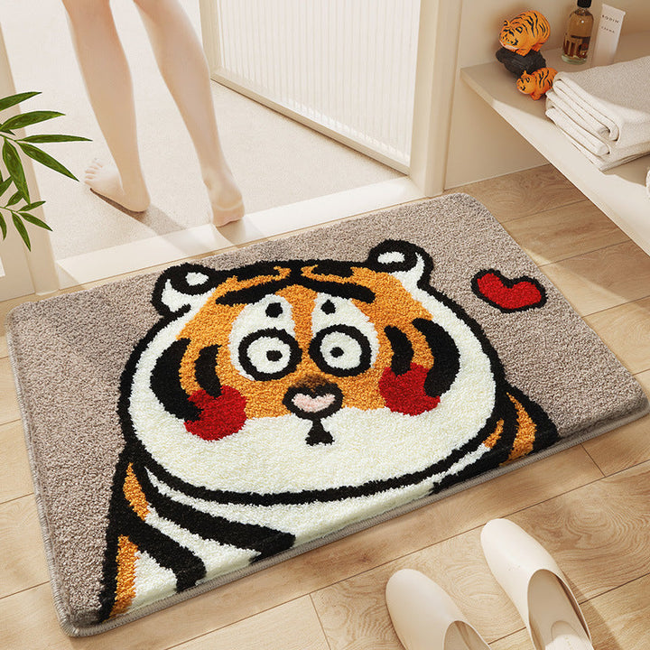 Playful Cartoon Tiger Bath Mat Kalsten