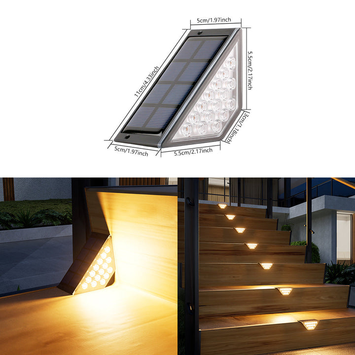 Triangular Solar LED Corner Step Light With High-Efficiency Photovoltaic Panel And Waterproof Housing Kalsten