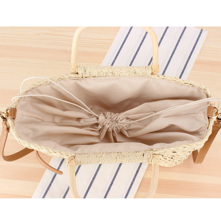Soft and Stylish Straw Shoulder Bag with Removable Tassel Detail Kalsten