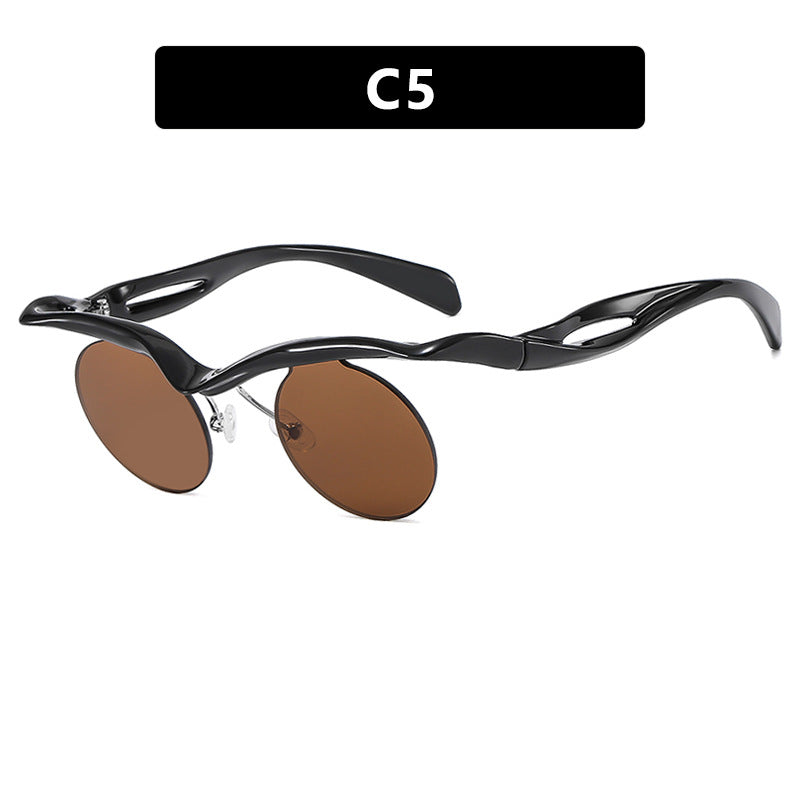 Women's futuristic sunglasses with curved frame and polarized lenses Kalsten