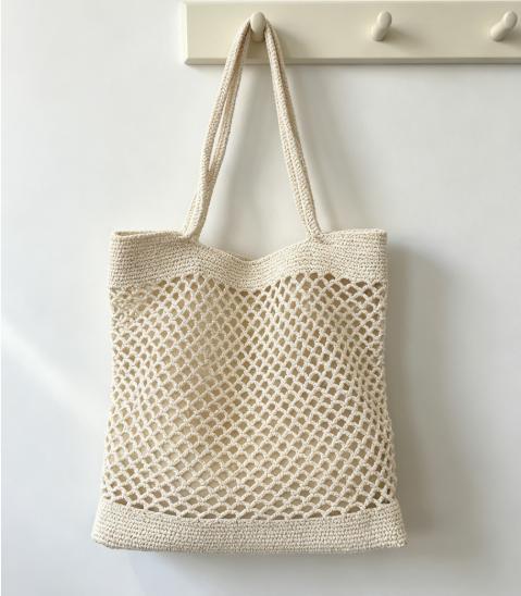 Macrame Tote Bag with Modern Mesh Design Kalsten