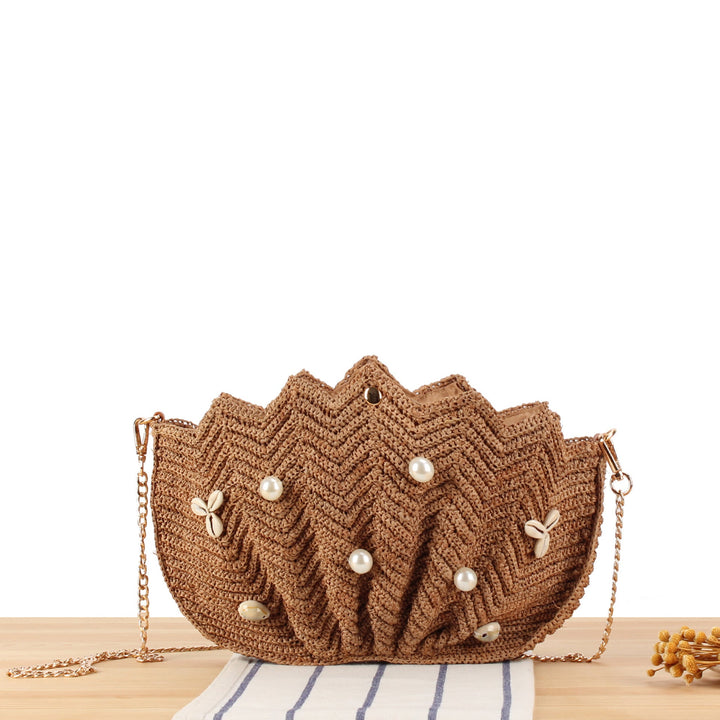 Elegant Clutch Made of Hand-Woven Material with Unique Wave Pattern Kalsten