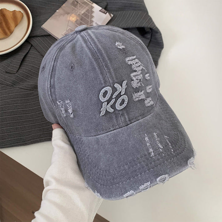 Women's Distressed Graphic Embroidered Baseball Cap Kalsten