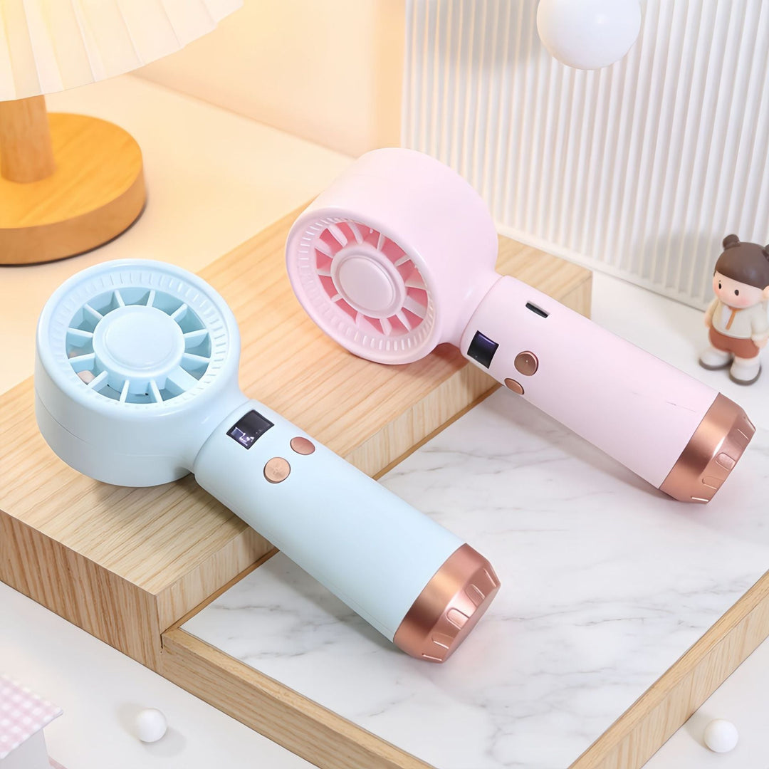 Cooling portable rechargeable bladeless handheld fan with LED speed display and USB charging Kalsten
