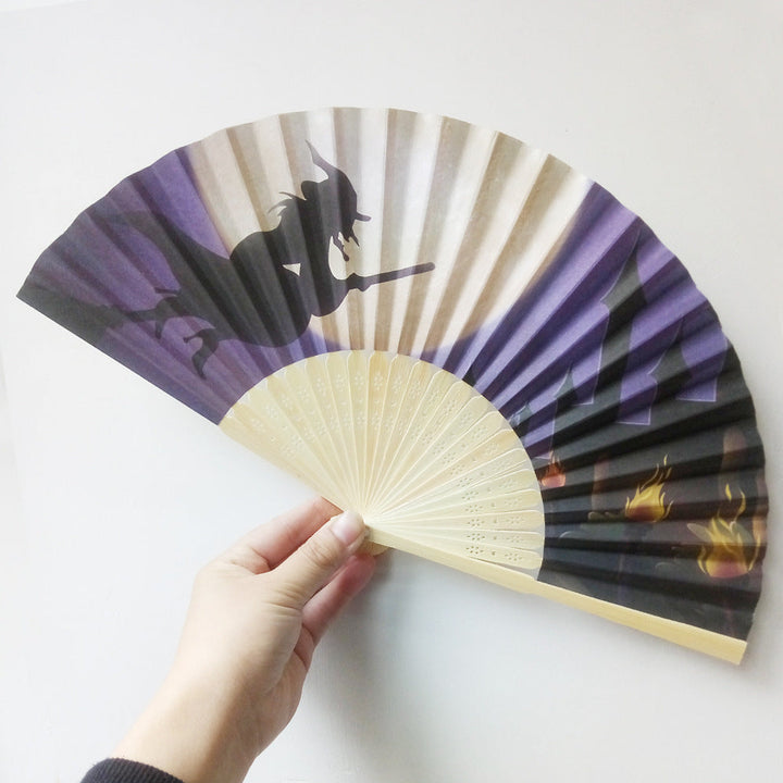 Women's Halloween costume fan with unique lettering Kalsten