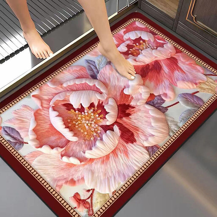 Artistic Floral Bath Mat Kalsten