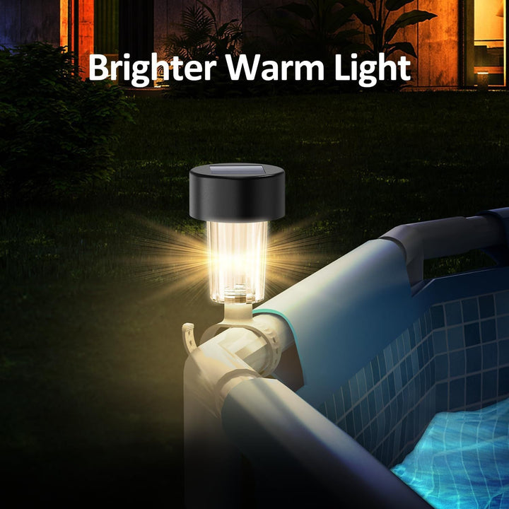Solar-Powered LED Clip-On Above-Ground Pool Rim Lights With Waterproof Durable Mounting Kalsten