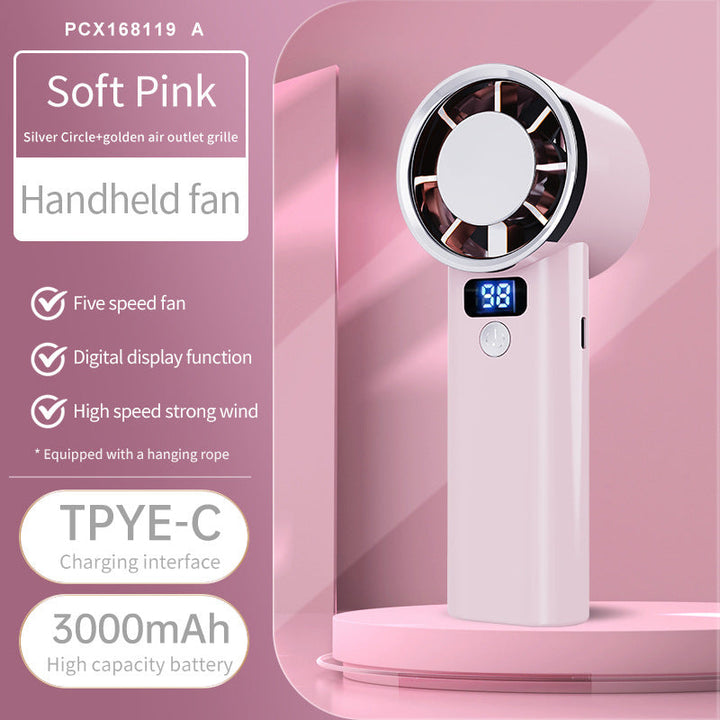 Ladies handheld fan with digital display and 3000mAh battery Kalsten